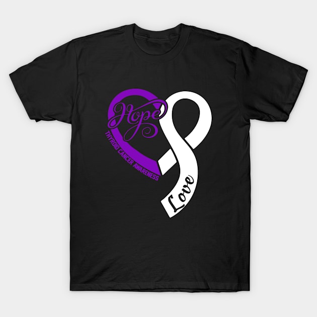 Thyroid Cancer Awareness Hope Love Heart Ribbon Happy Valentines Day- Love Shouldn't Hurt Stop T-Shirt by DAN LE